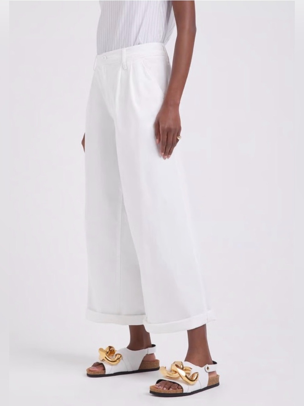 MOTHER The Pouty Prep Crop Cuff Pant Size 32 White